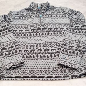 Chubbies‎ Bear Tree Pattern Fleece Quarter Zip Pullover Longsleeve Sz Med Mens